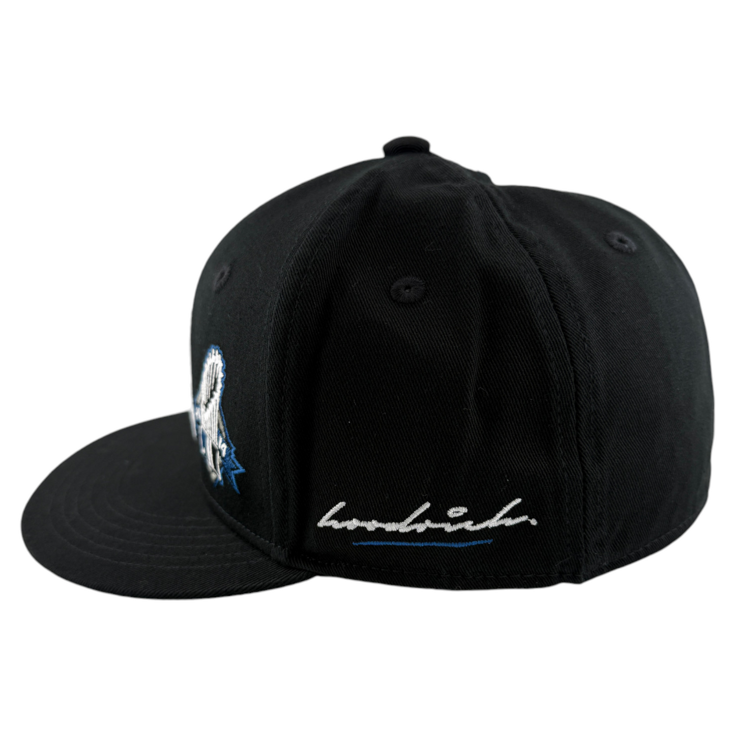 Hoodrich OG Stadium V2 Logo UV Full Patches Black/Blue Fitted Flatbill Hat Cap