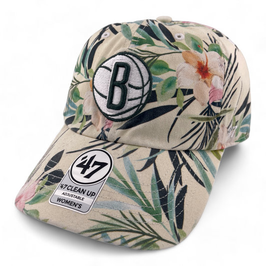 '47 Brand Brooklyn Nets NBA Bloom Floral Womens Clean Up Adjustable Dad Hat Cap