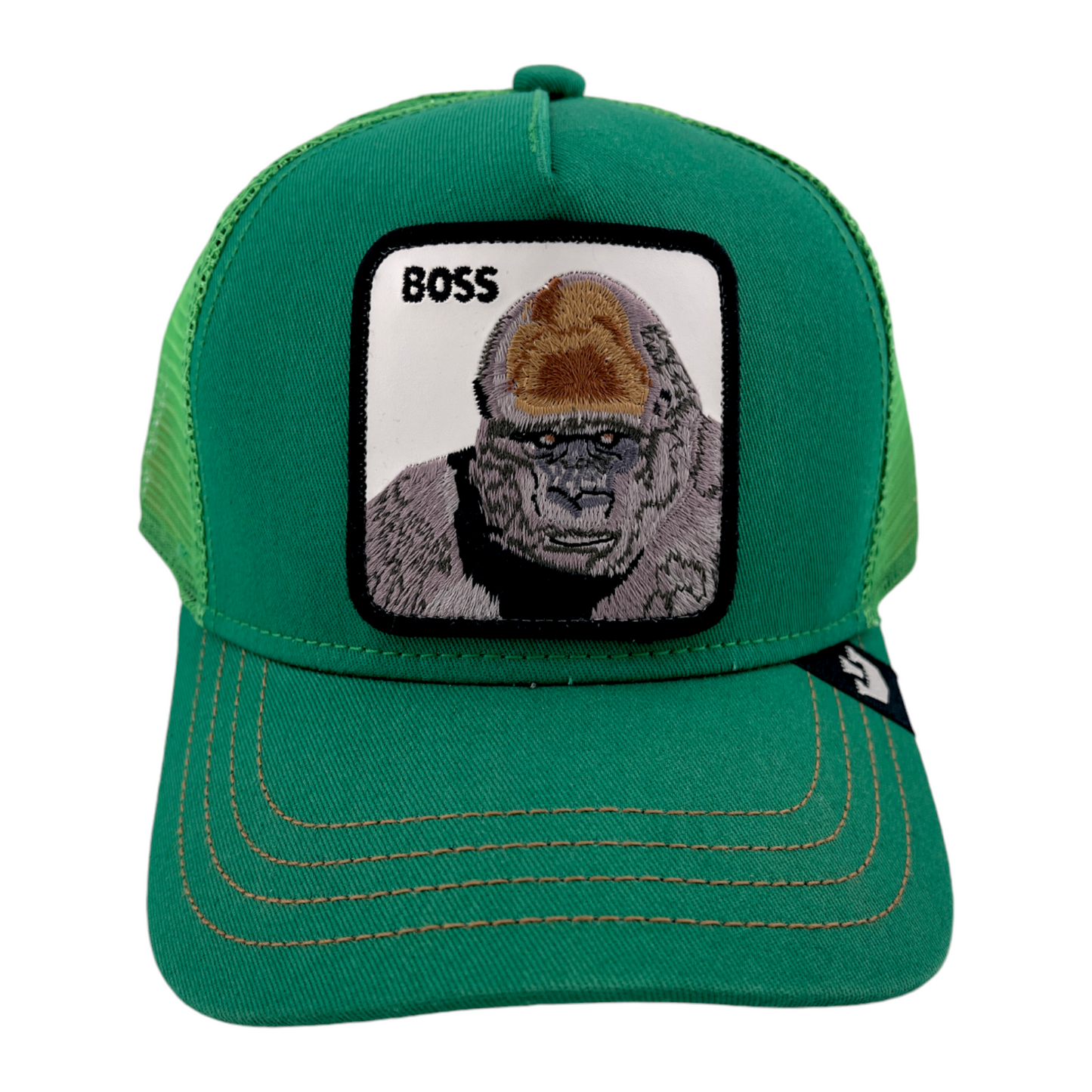 Goorin Bros Shot Caller Boss Gorilla Farm Green Mesh Back Trucker Snapback Hat