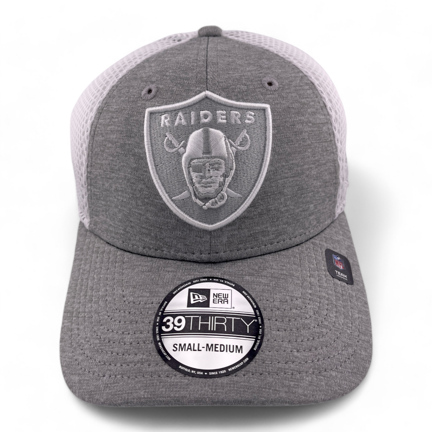 New Era Las Vegas Raiders NFL Grey/White Neo Mesh 39Thirty Flex Fit Hat Cap