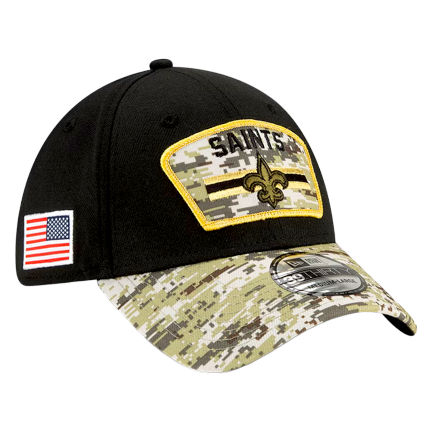 New Era New Orleans Saints 2021 Salute to Service Camo NFL 39Thirty Flex Fit Hat Cap