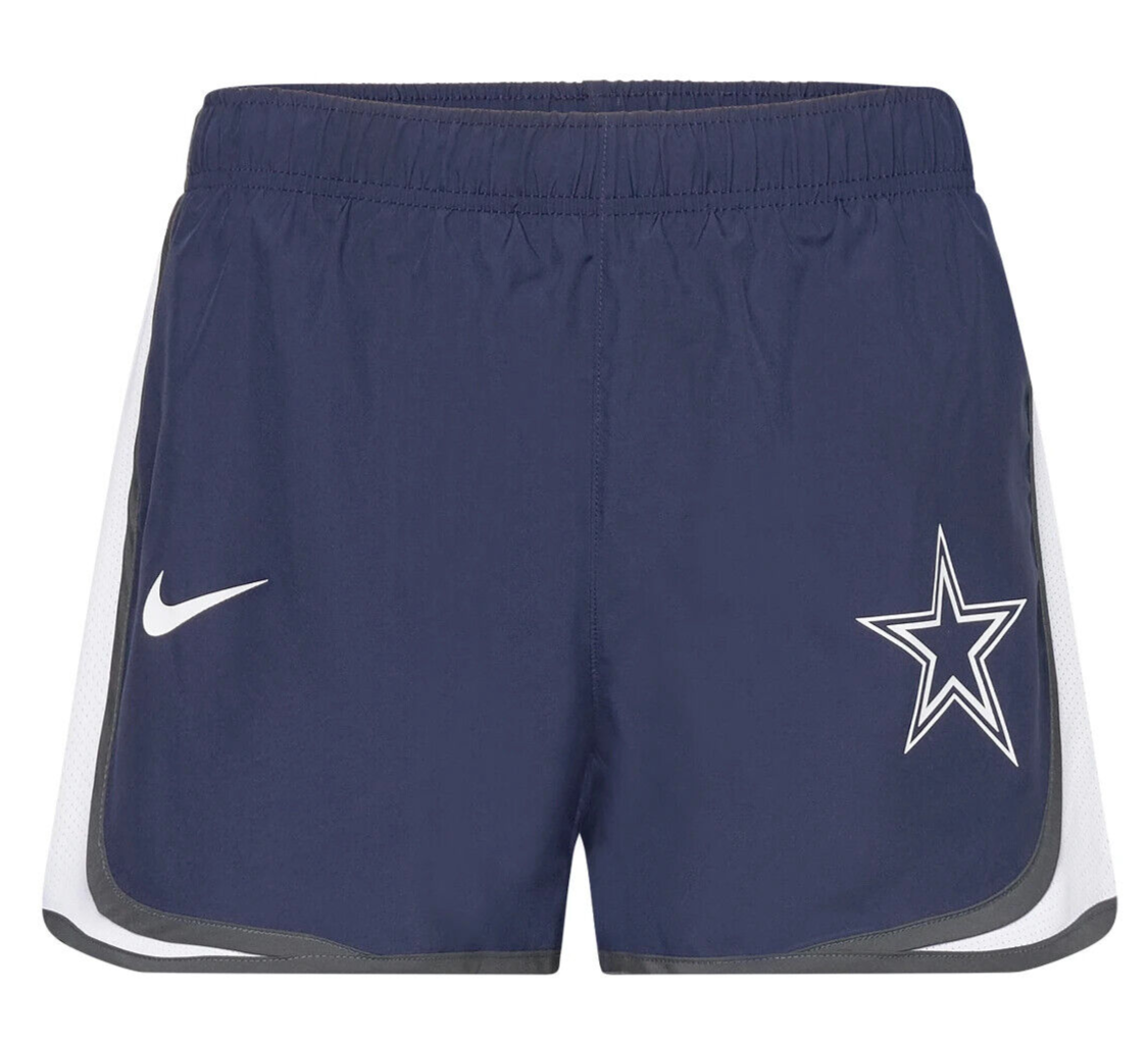 Nike NFL Dallas Cowboys Dri-Fit Logo Tempo Running Shorts Navy Blue/White Womens