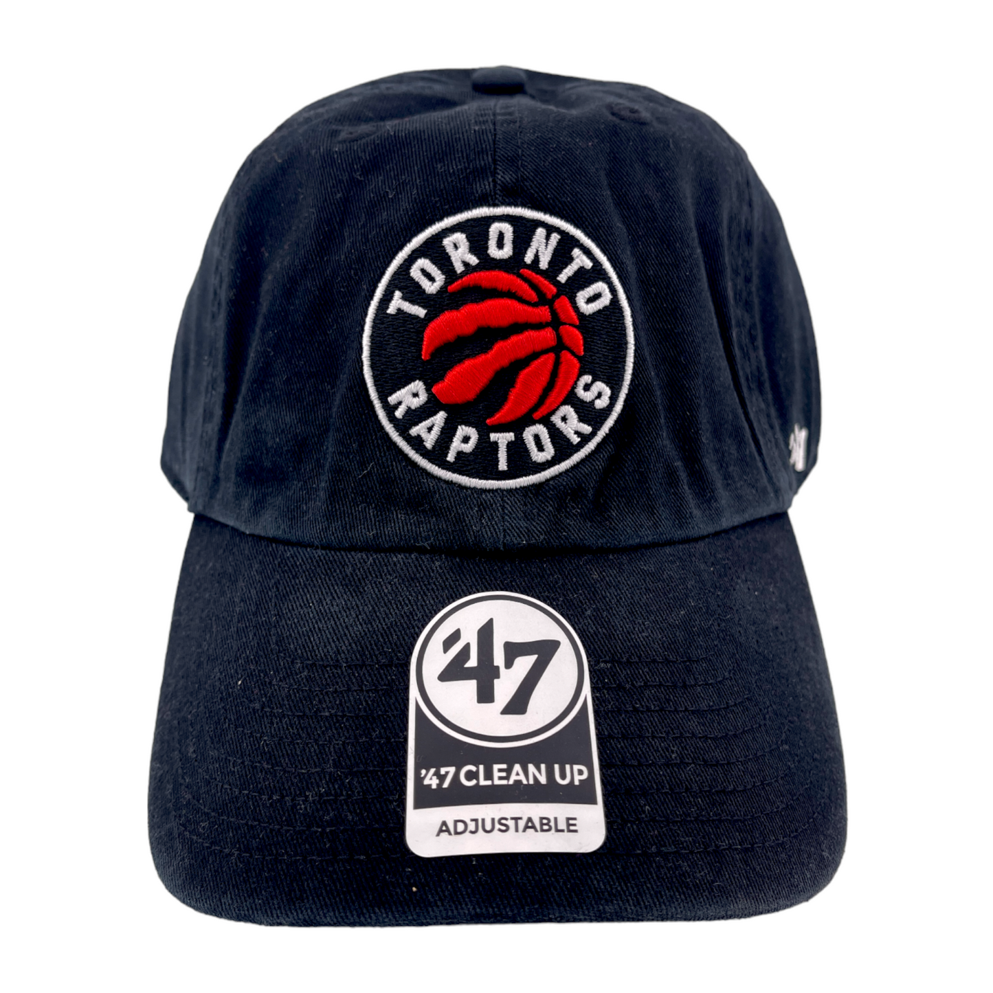 '47 Brand Clean Up Toronto Raptors NBA Black Red Logo Adjustable Dad Hat Cap