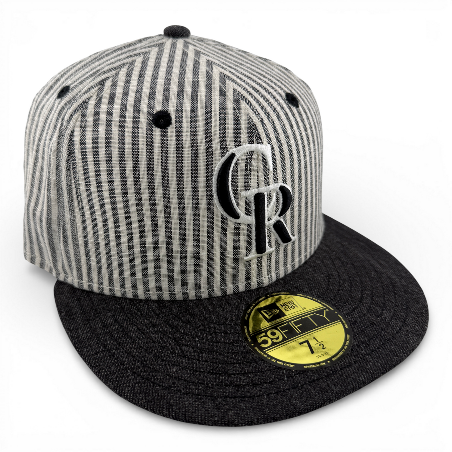 New Era Colorado Rockies MLB Seersucker Pack Denim Stripe 59Fifty Fitted Hat Cap