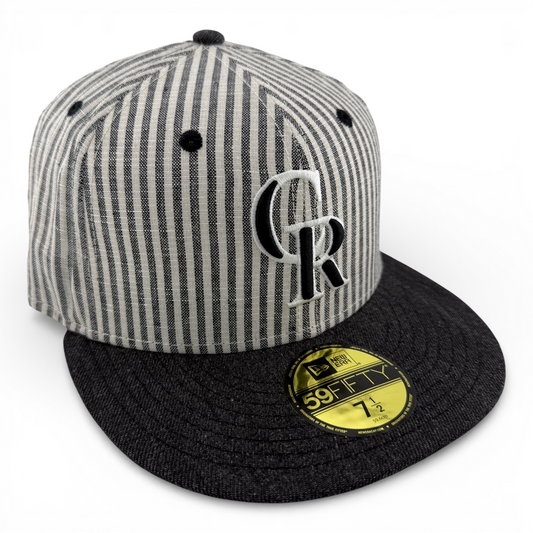New Era Colorado Rockies MLB Seersucker Pack Denim Stripe 59Fifty Fitted Hat Cap