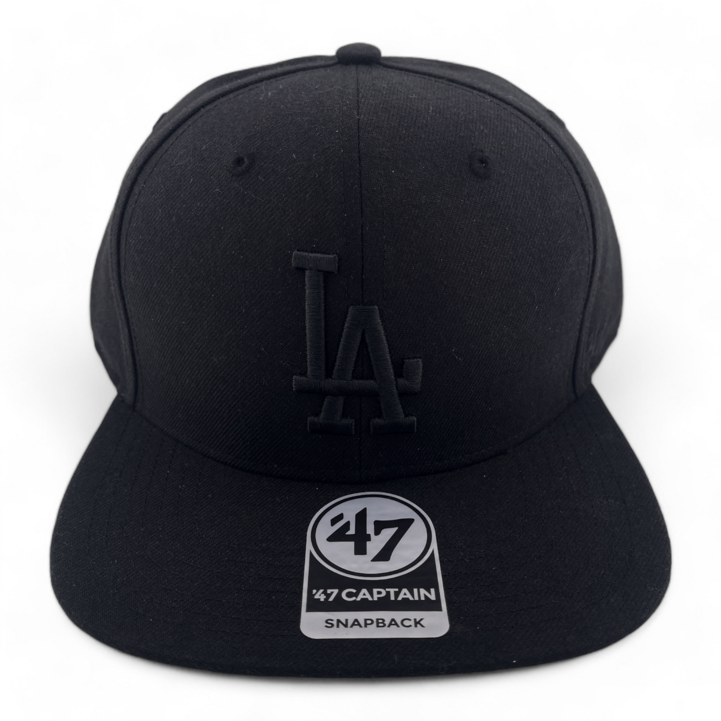 47' Brand Los Angeles Dodgers LA MLB Blacked Out All Black Logo Snapback Hat Cap