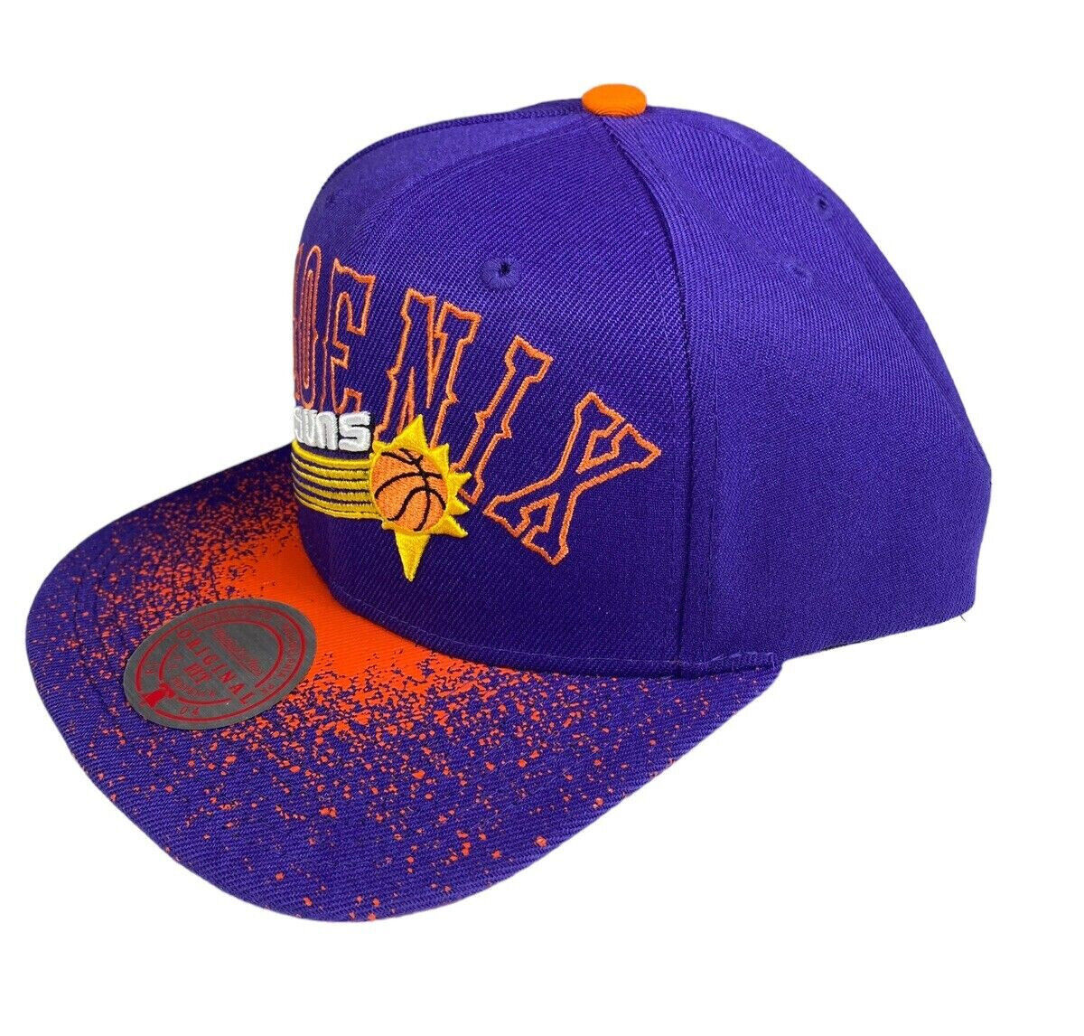 Mitchell & Ness Phoenix Suns NBA Spray Paint Splatter Purple/Orange Snapback Hat