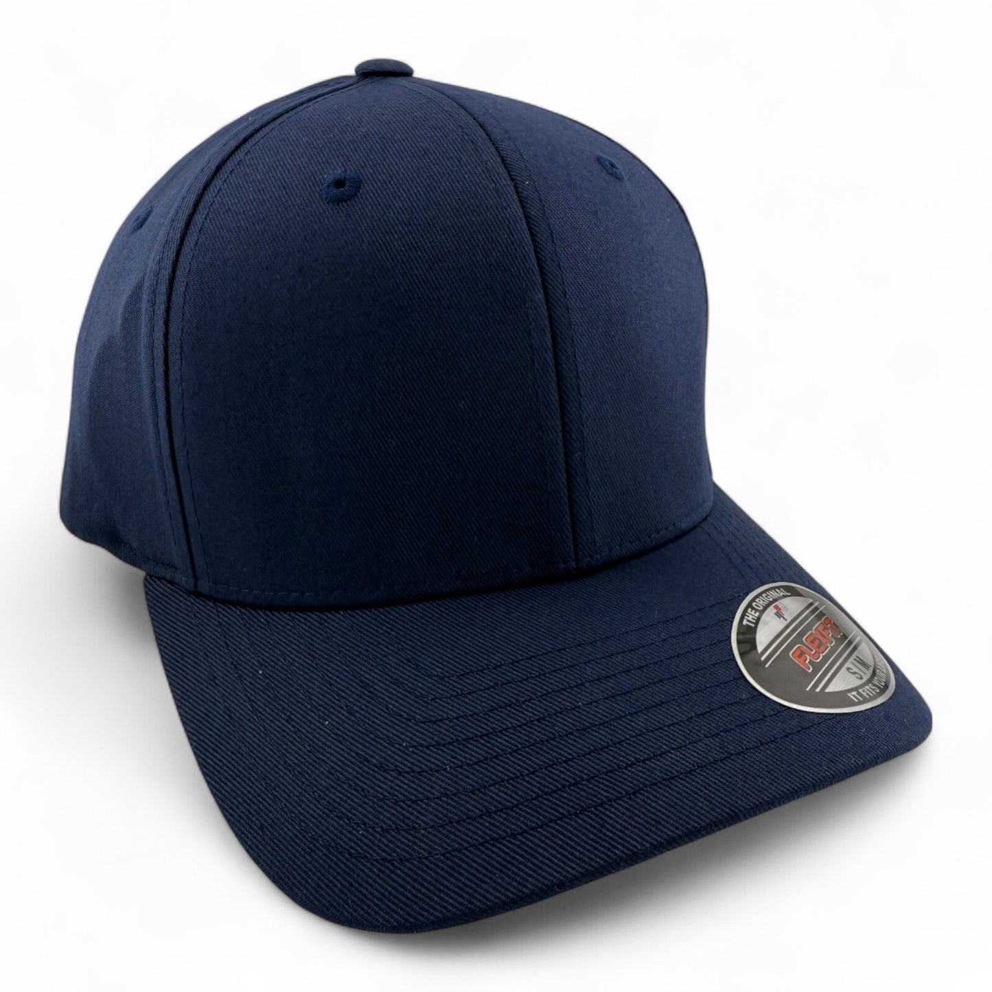 The Original FlexFit Blank All Navy Blue (For Customs) Structured Fitted Hat Cap