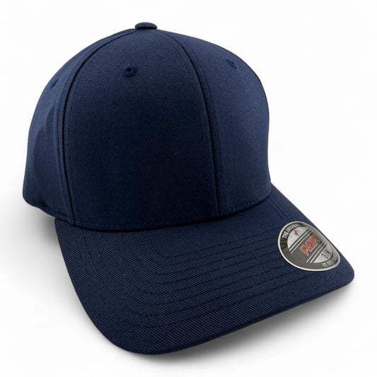 The Original FlexFit Blank All Navy Blue (For Customs) Structured Fitted Hat Cap
