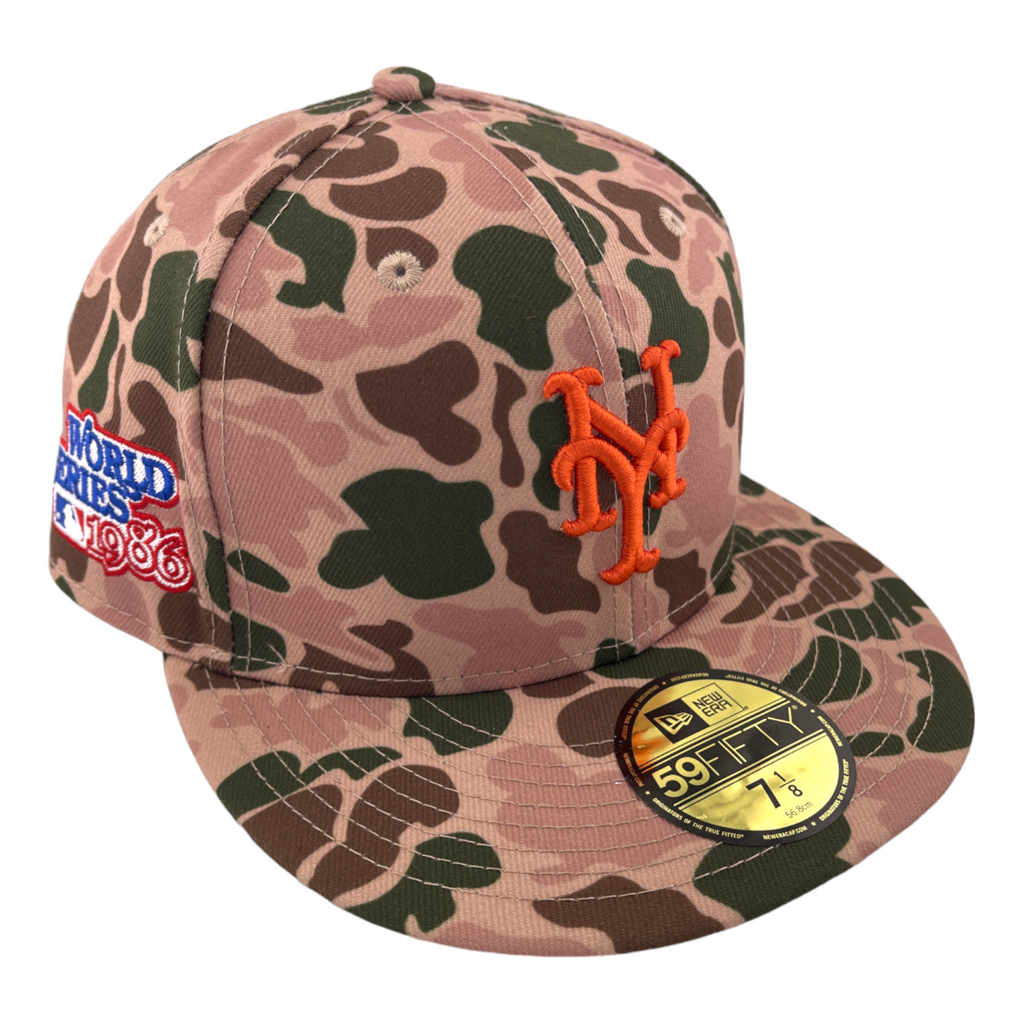 New Era New York Mets 1986 World Series Side Patch Duck Camo 59FIFTY Fitted Hat Cap