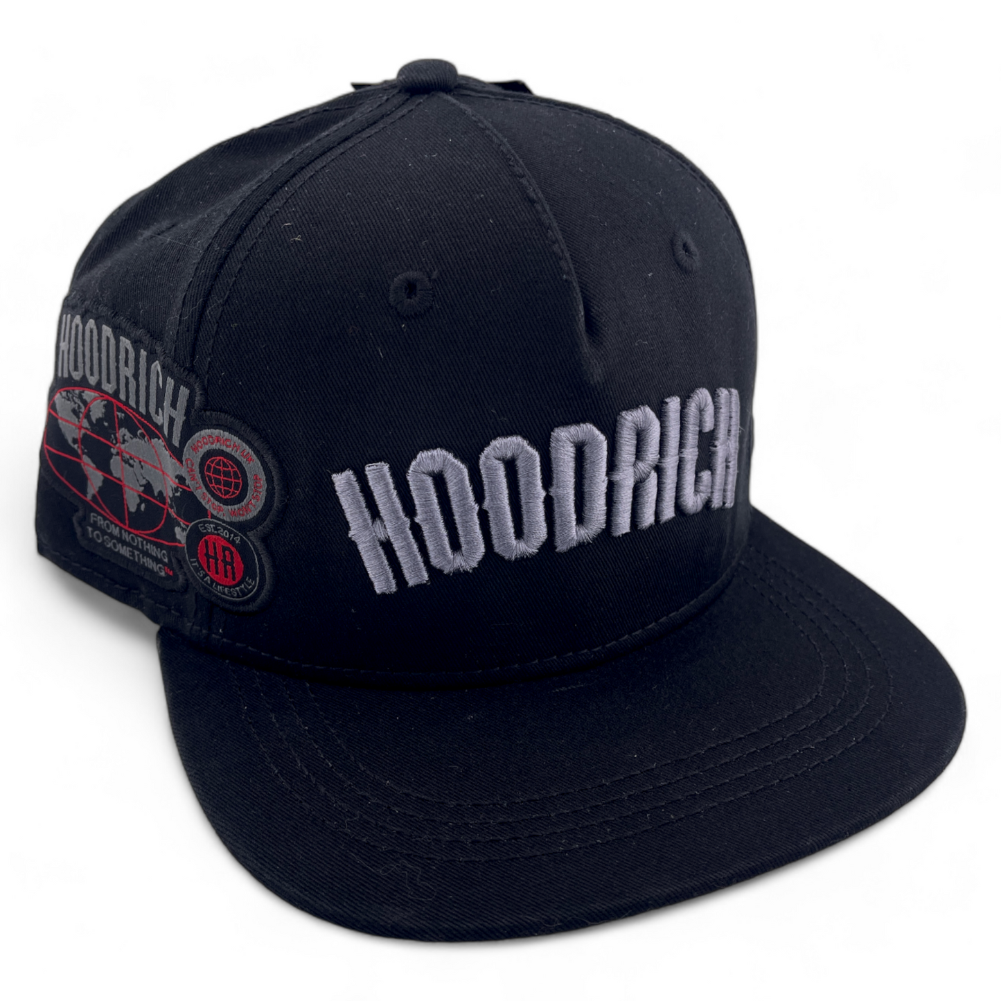 Hoodrich OG Mark Snap Side Patch Black Flat Bill Adjustable Snapback Hat Cap