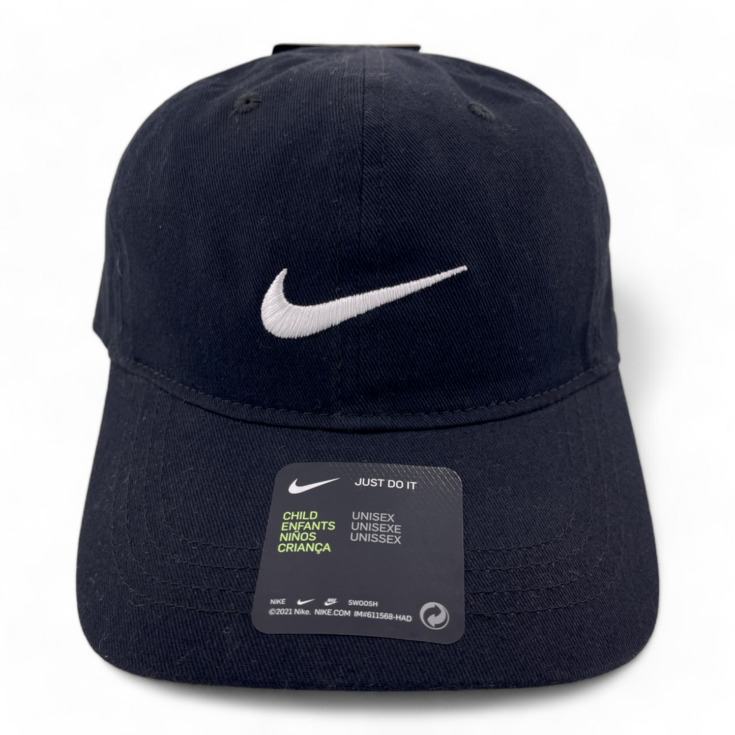 Nike Swoosh Black White Logo 8A2319-023 Child Youth Adjustable Baseball Cap Hat