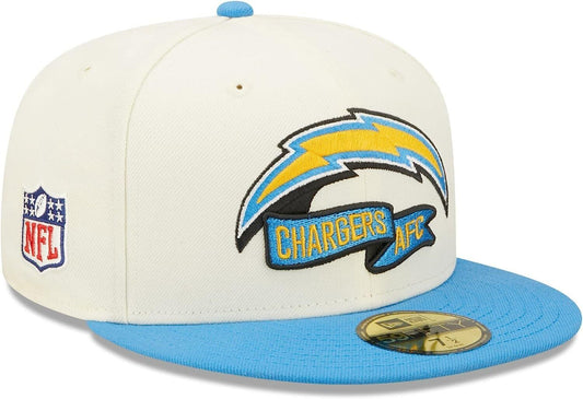 New Era Los Angeles Chargers 2022 Sideline NFL Cream 59FIFTY Fitted Hat Cap