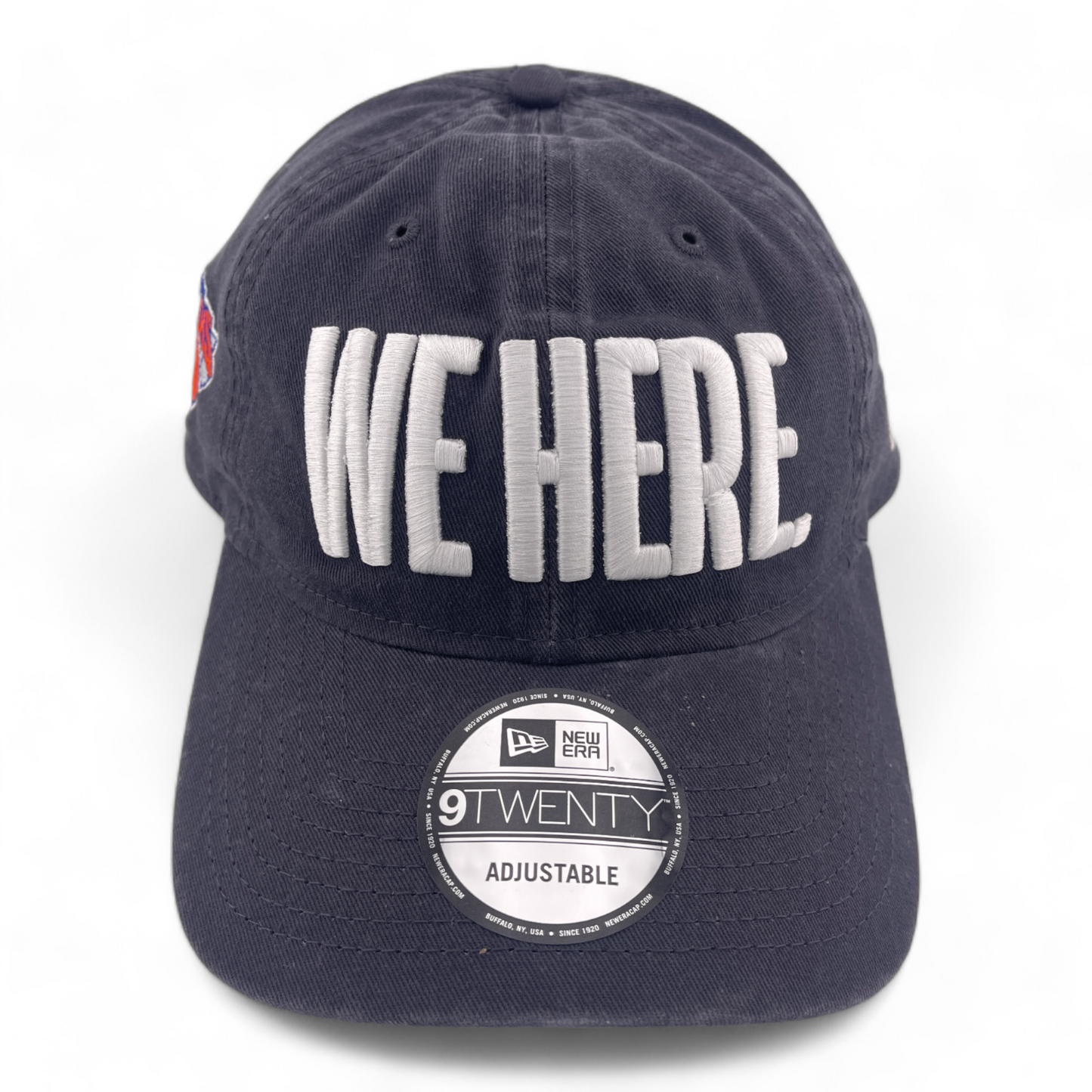 New Era New York Knicks “We Here” Grey Side Patch 9Twenty Adjustable Dad Hat Cap