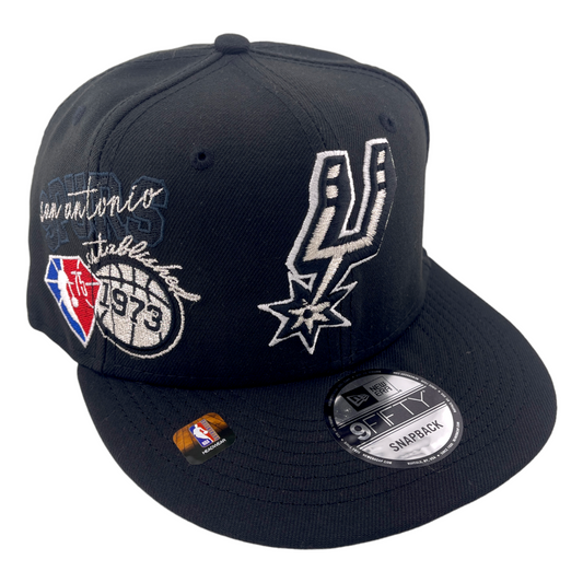 New Era San Antonio Spurs Back Half Patch Black/Grey UV NBA 9FIFTY Snapback Hat Cap