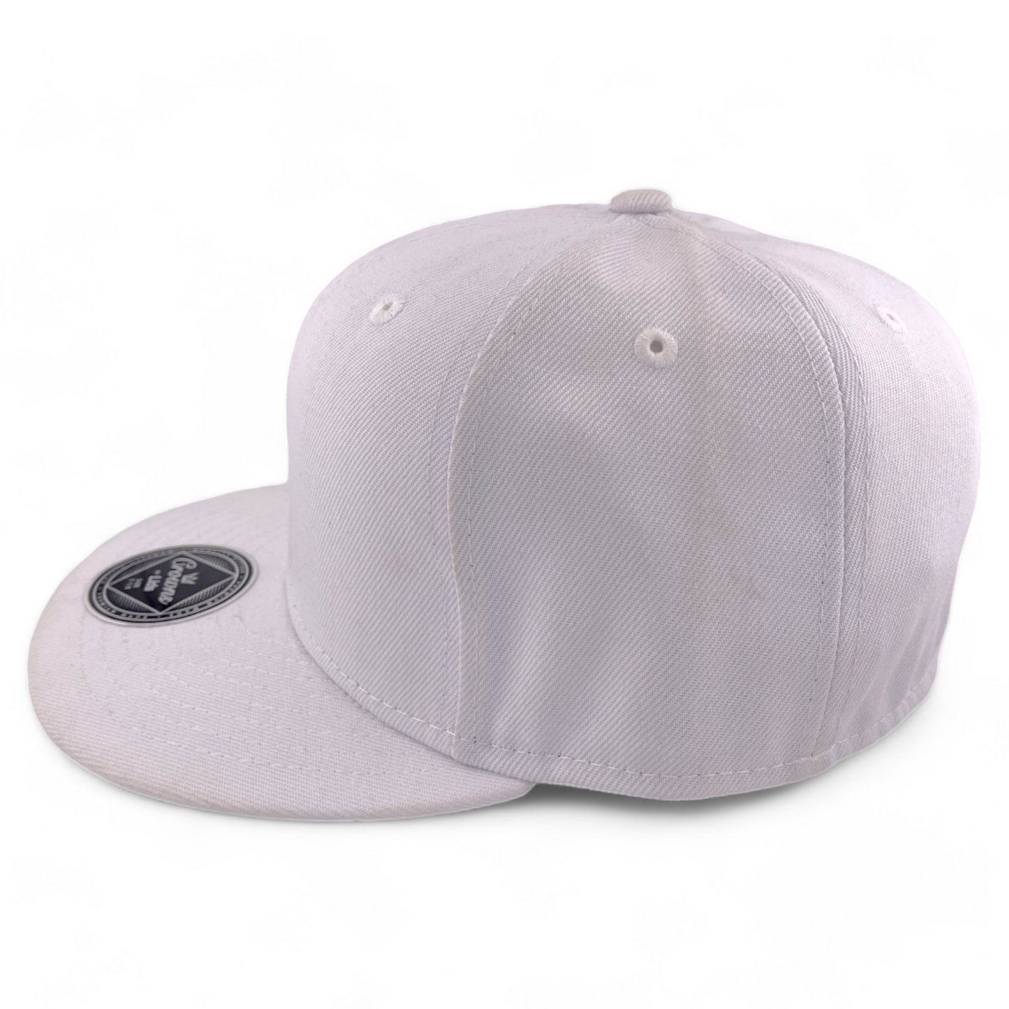 Crowns by Lids Blank For Customs All White Flat Bill Fitted Hat Cap Size 7 1/8