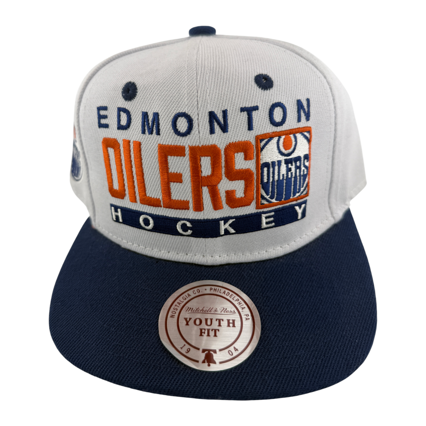 Mitchell & Ness Edmonton Oilers NHL Box Out Snapback Adjustable Hat Youth Kids