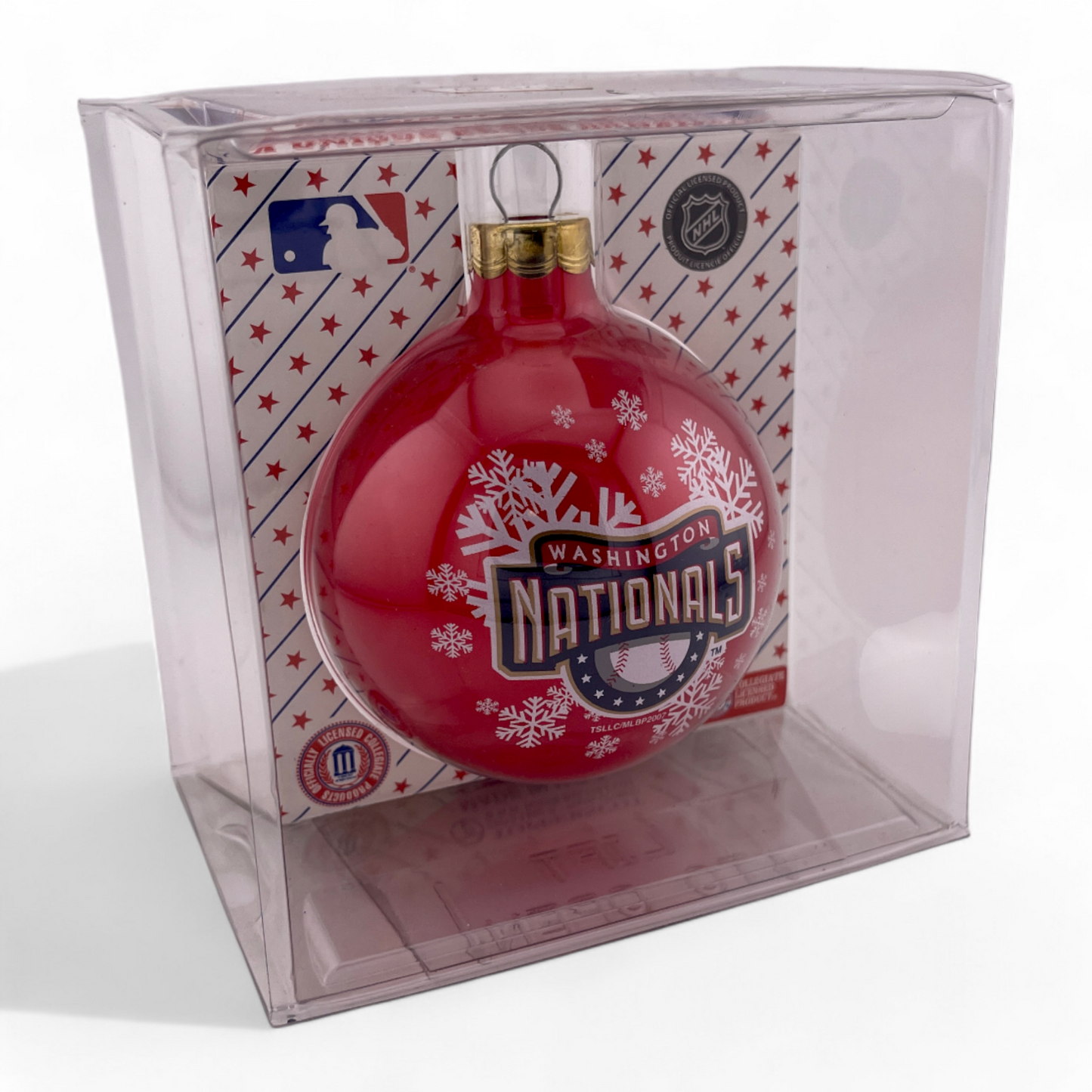 2-PACK Washington Nationals MLB Round Glass Collectors Christmas Tree Ornament