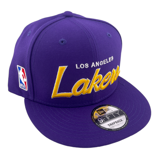 New Era Los Angeles Lakers Script Up Purple/Grey UV NBA 9FIFTY Snapback Hat Cap