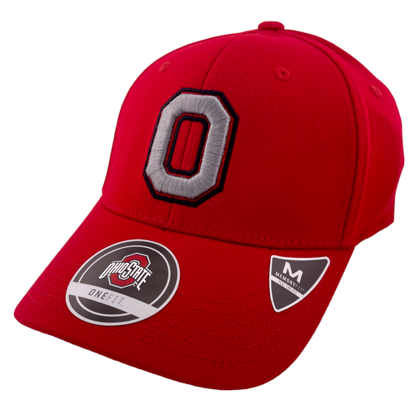 Ohio State University Buckeyes Red/Grey "O" Logo Memory Fit One Fit Flex Fit Hat Cap