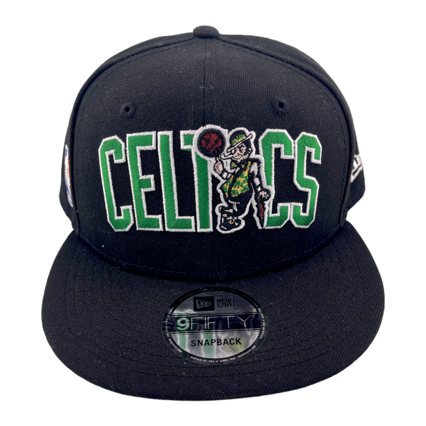 New Era Boston Celtics NBA Side Patch Black Logo Blend 9Fifty Snapback Hat Cap