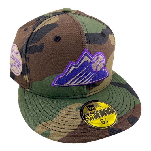 New Era Colorado Rockies Felt Patch Camo Camouflage Green UV 59FIFTY Hat Cap