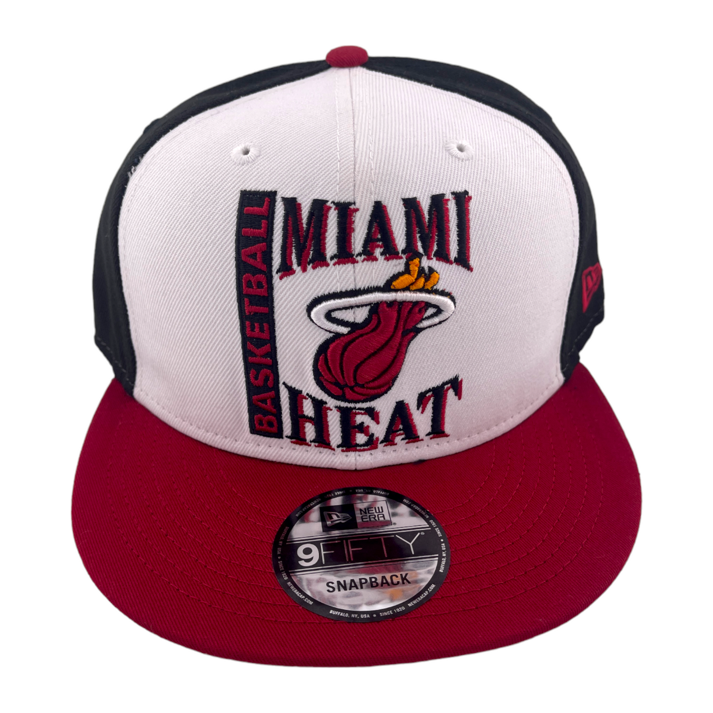 New Era Miami Heat Retro Logo Black/White/Red/Grey UV NBA 9FIFTY Snapback Hat Cap