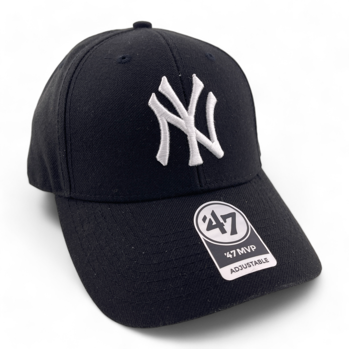 '47 Brand New York Yankees MLB Black Gray UV White Logo MVP Adjustable Hat Cap