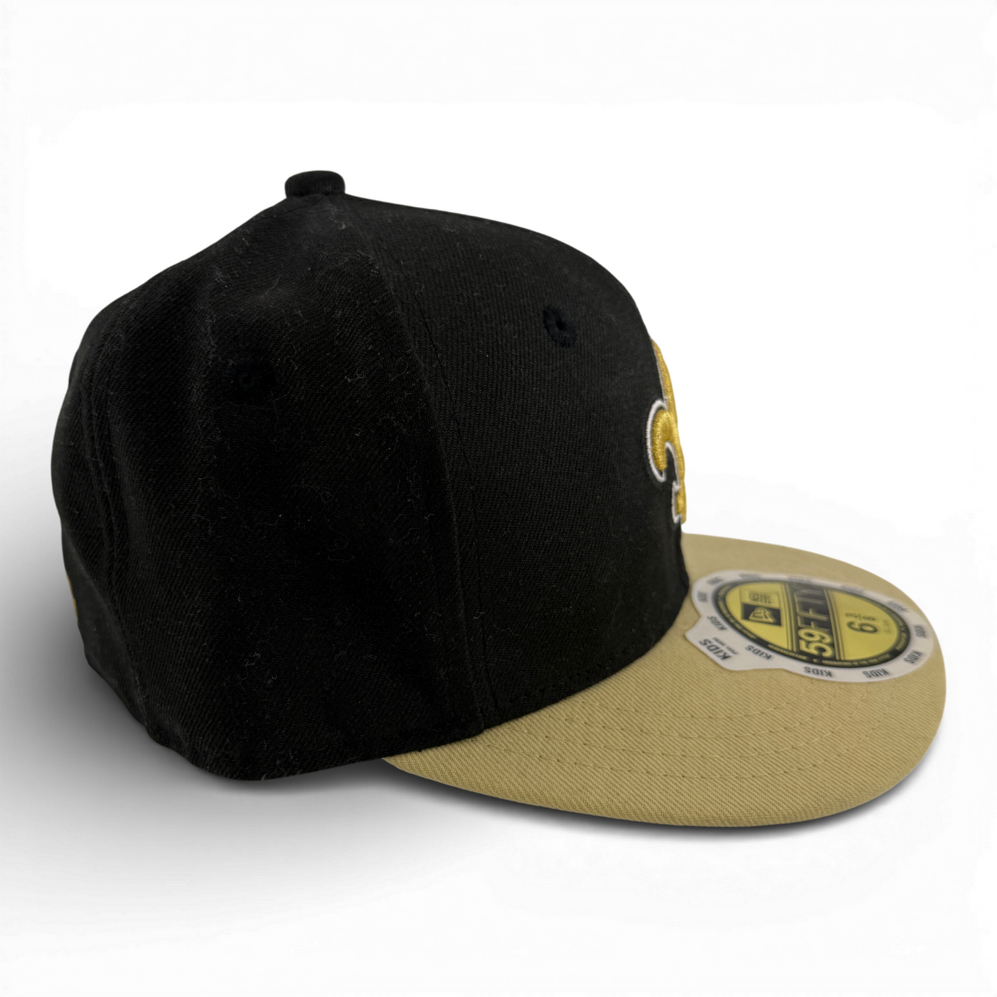 New Era New Orleans Saints 59Fifty Fitted Hat Cap Youth Child Kids Size 6 3/8