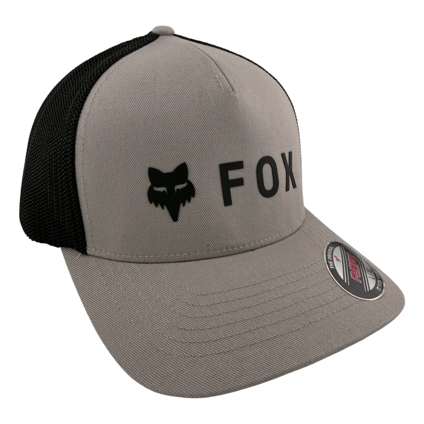 Fox Racing Absolute Logo Grey Mesh Back Stretch Flexfit Flex Fit Fitted Hat Cap