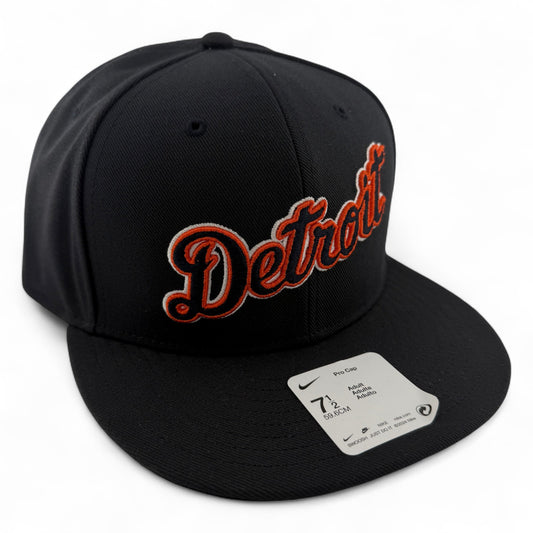 Nike Pro Cap Detroit Tigers MLB True Script Logo Navy Blue 59FIFTY Fitted Hat