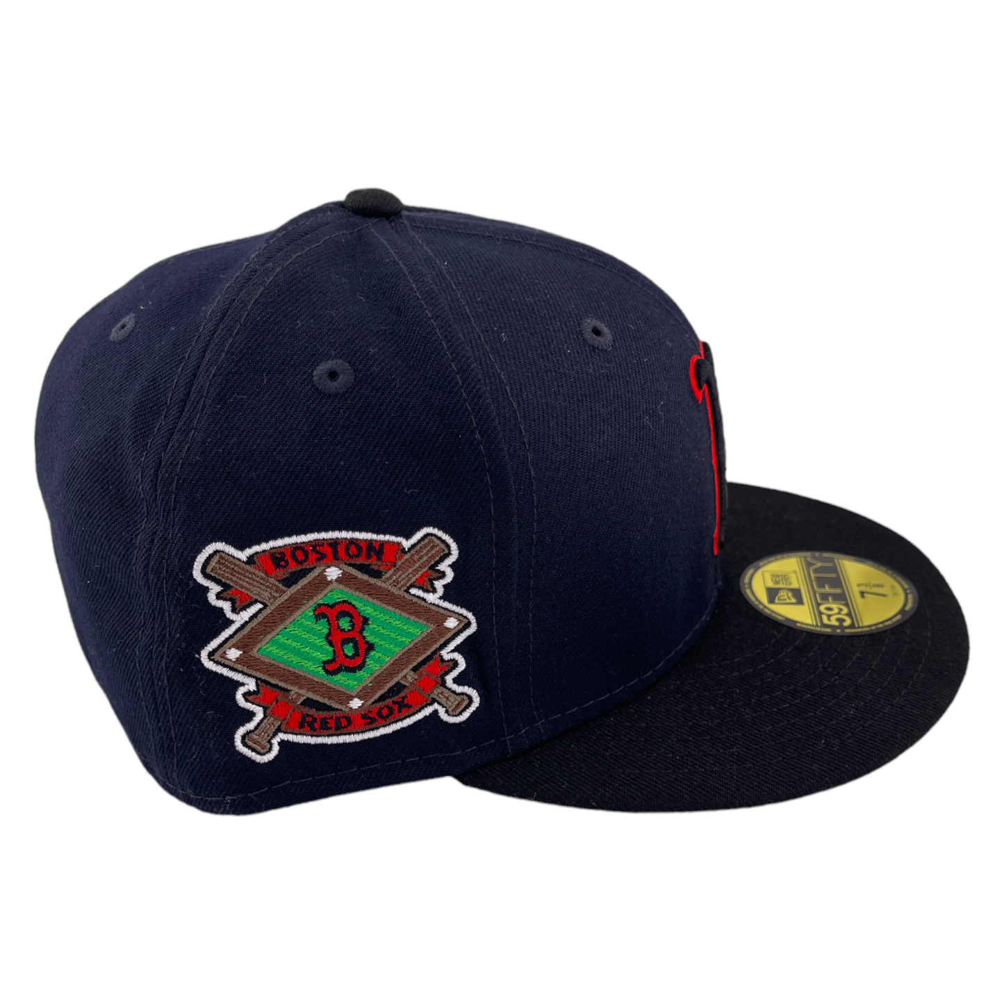 New Era Boston Red Sox MLB Stadium Patch Navy Black/Red UV 59Fifty Fitted Hat Cap