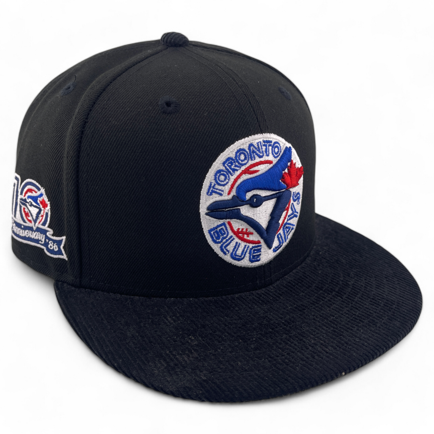 New Era Toronto Blue Jays MLB Black Cord Corduroy Visor Patch 59FIFTY Fitted Hat