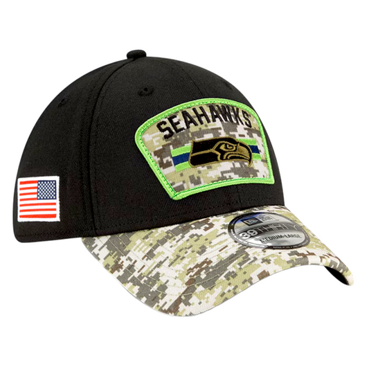 New Era Seattle Seahawks 2021 Salute to Service Camo NFL 39Thirty Flex Fit Hat Cap