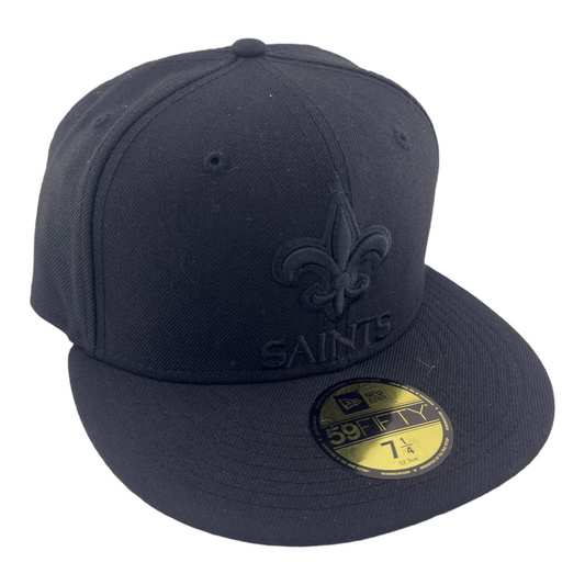 New Era New Orleans Saints All Blacked Out Logo Black/Grey UV 59FIFTY Fitted Hat Cap