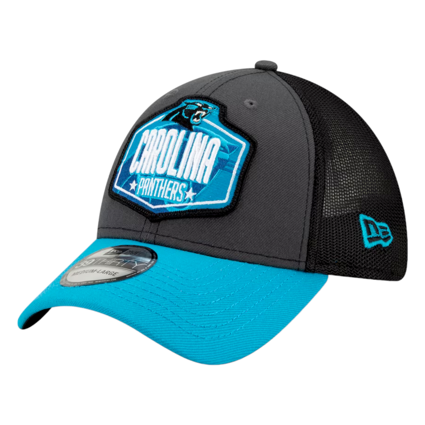 New Era Carolina Panthers 2021 NFL Draft Blue/Grey 39Thirty Flex Trucker Hat Cap