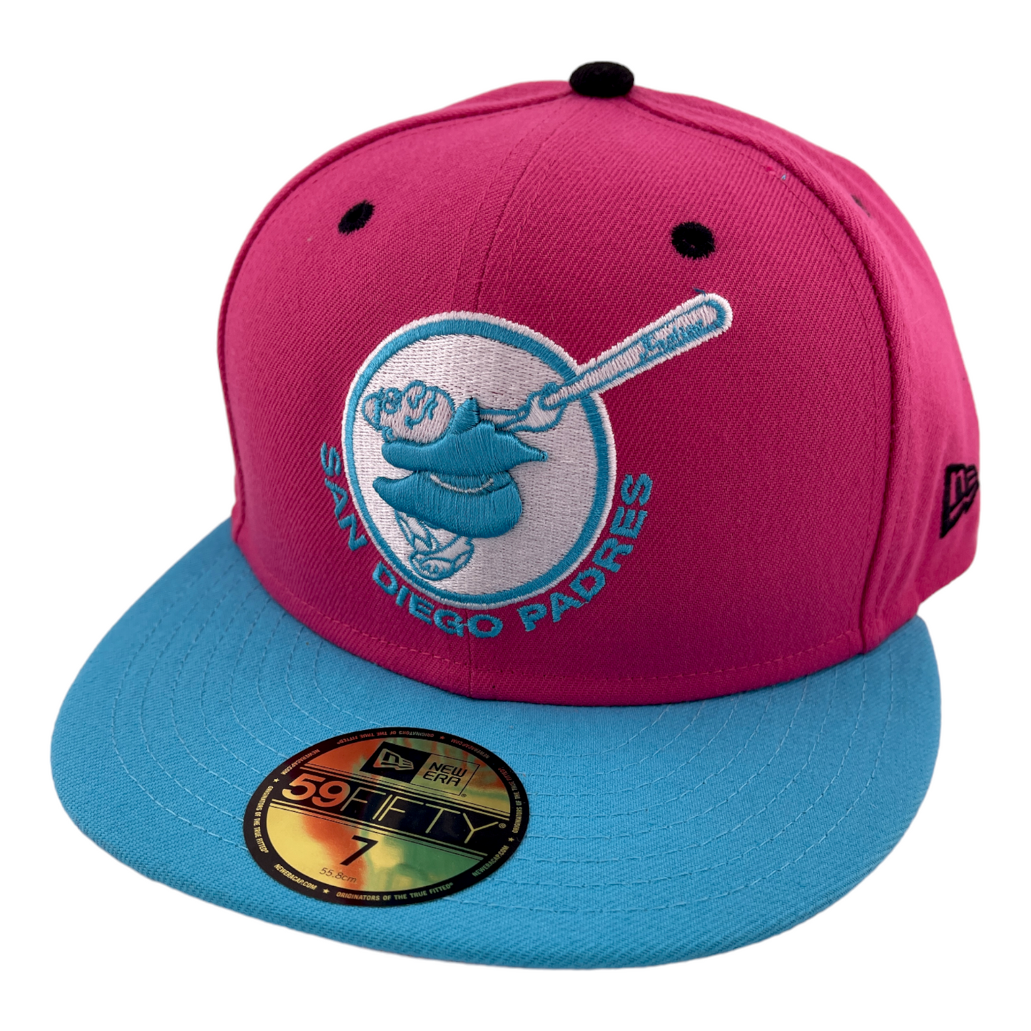 New Era San Diego Padres MLB Swinging Friar Hot Pink/Teal 59Fifty Fitted Hat Cap