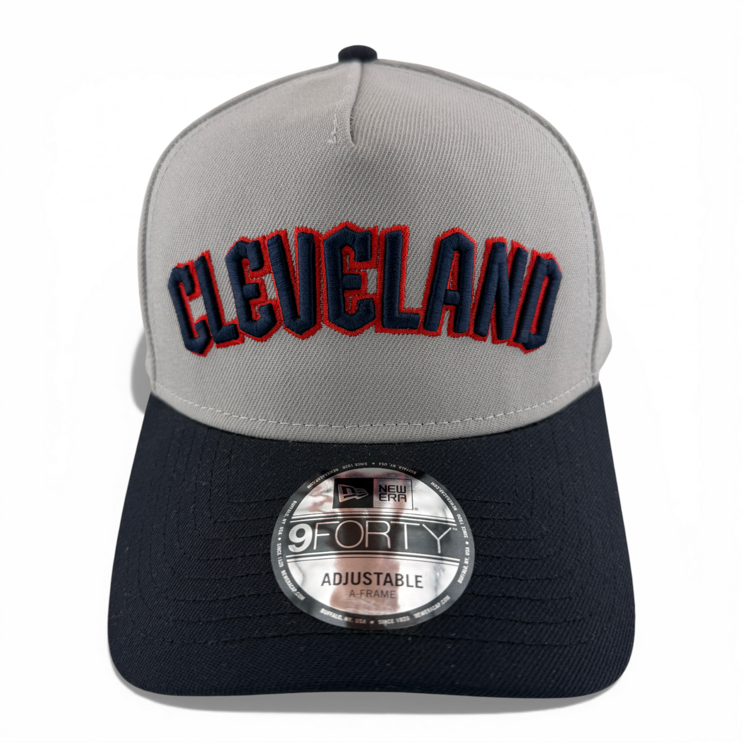 New Era Cleveland Guardians Away Script A-Frame 9Forty Snapback Adjustable Hat