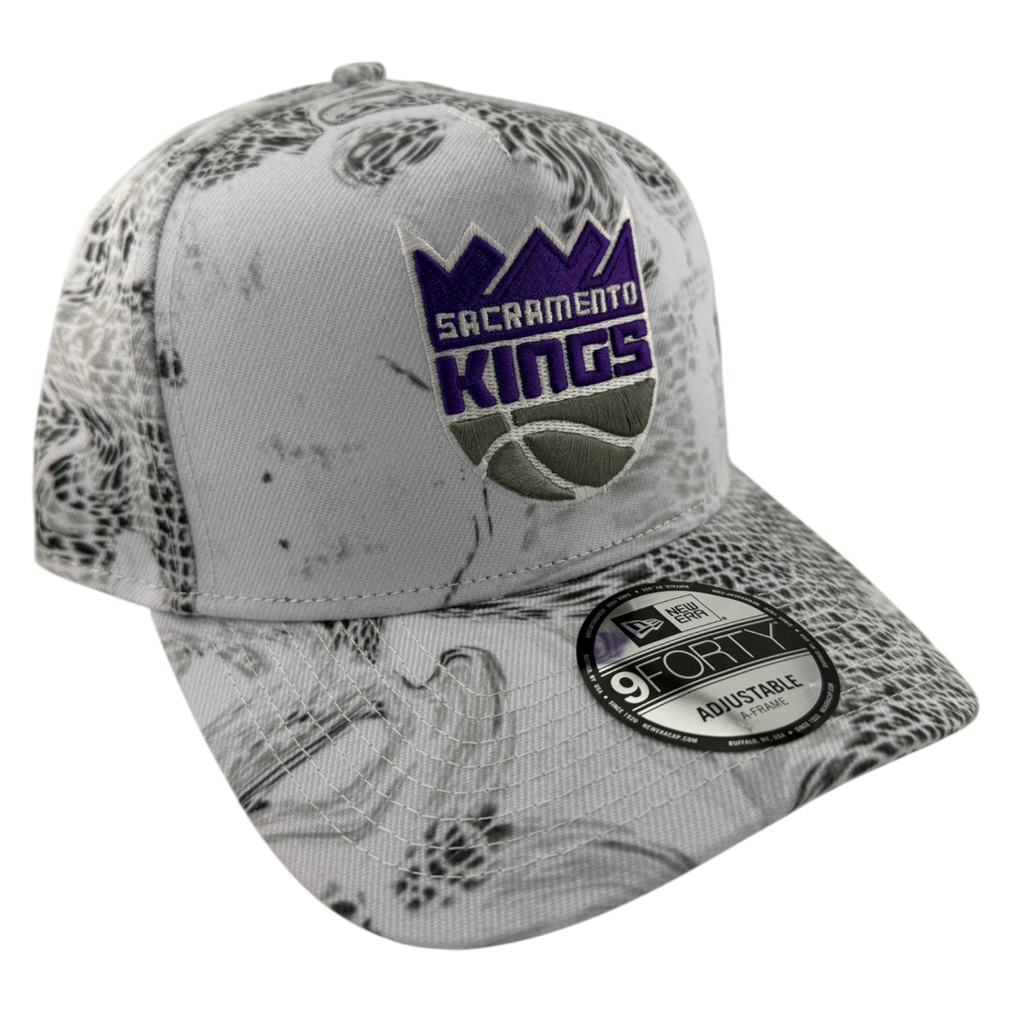 New Era Sacramento Kings NAB White Snake A-Frame 9Forty Snapback Adjustable Hat