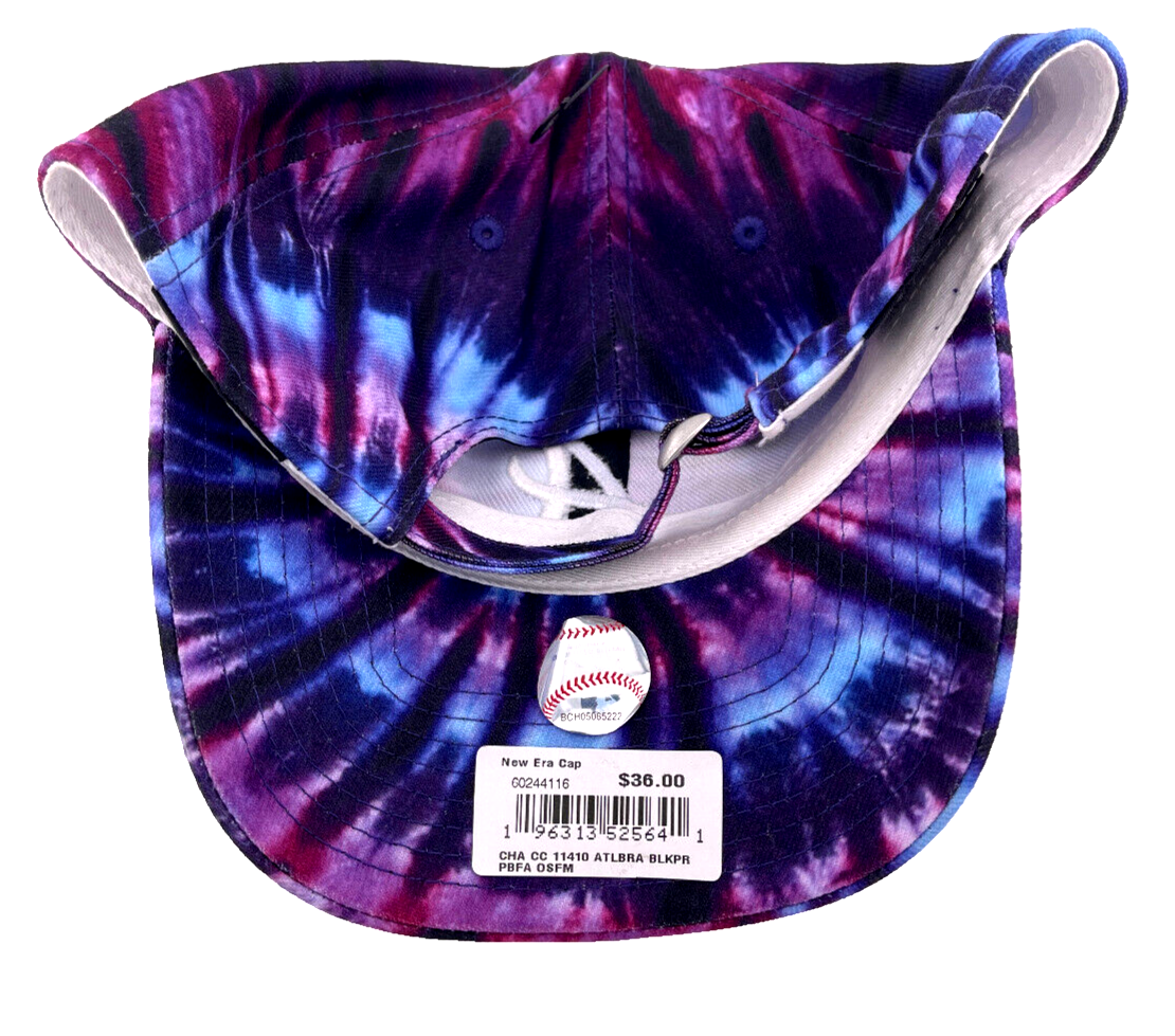 New Era Atlanta Braves MLB Purple Neon Tie Dye Casual Classic Adjustable Hat