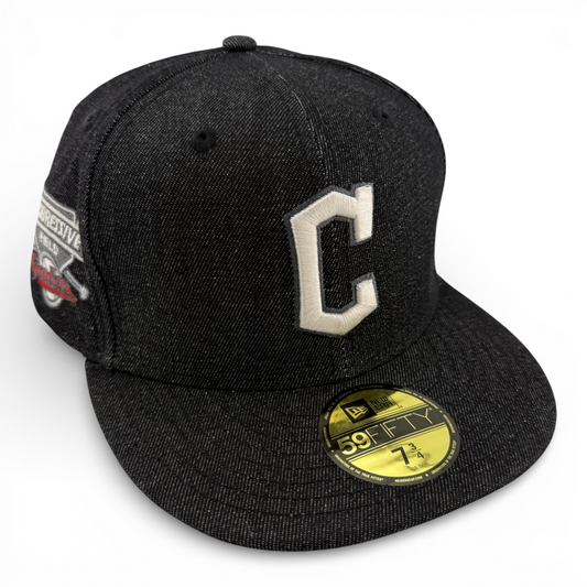 New Era Cleveland Guardians MLB Progressive Black Denim 59Fifty Fitted Hat Cap