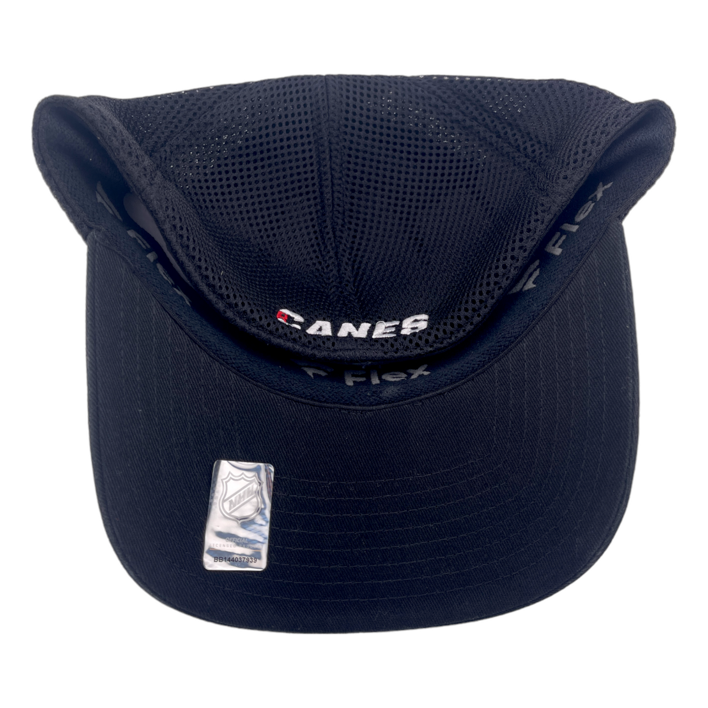 Fanatics Carolina Hurricanes Canes Logo NHL Hockey Neo Black Stretch Fit Hat