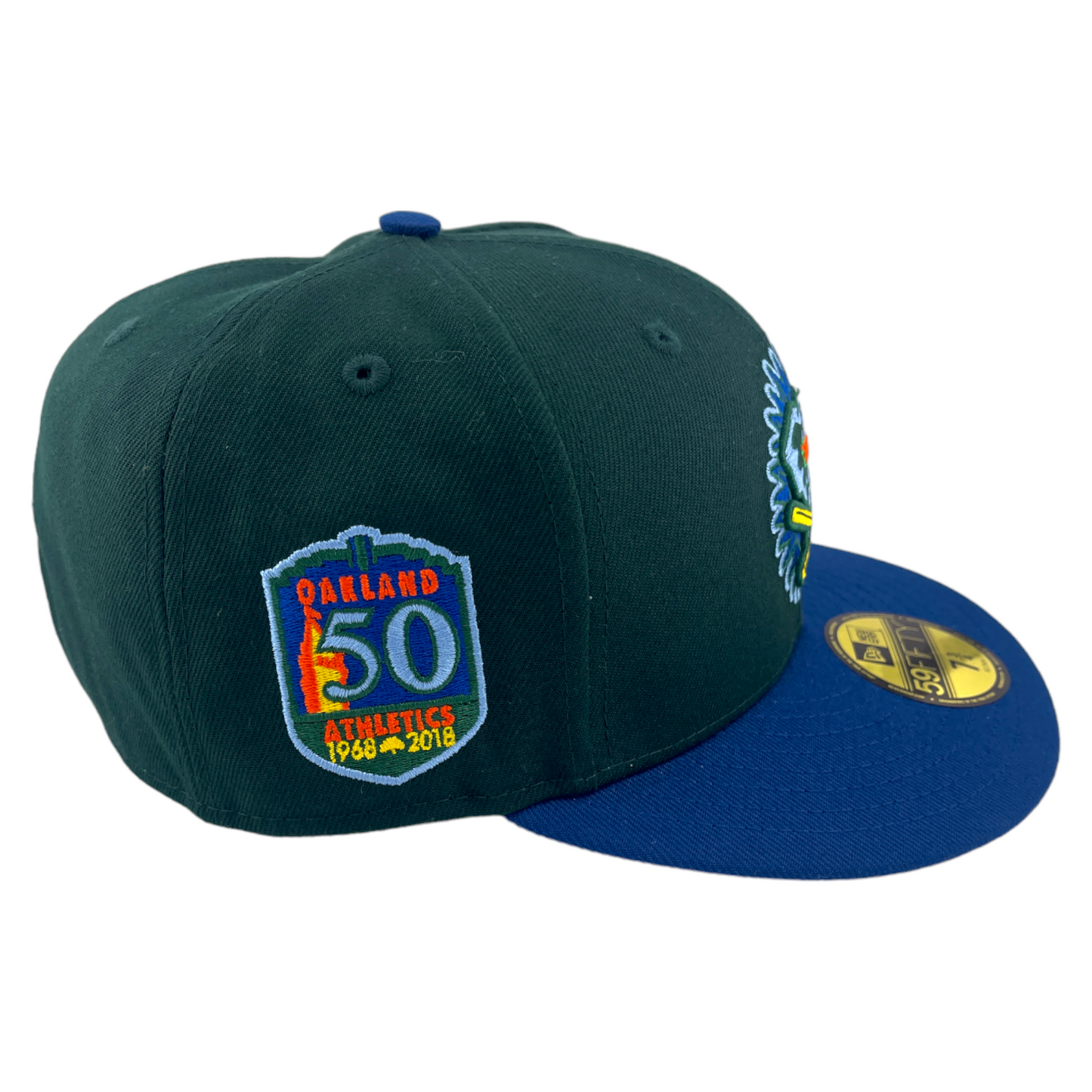 New Era Oakland Athletics A's 50th Side Patch Green/Blue UV 59FIFTY Fitted Hat Cap