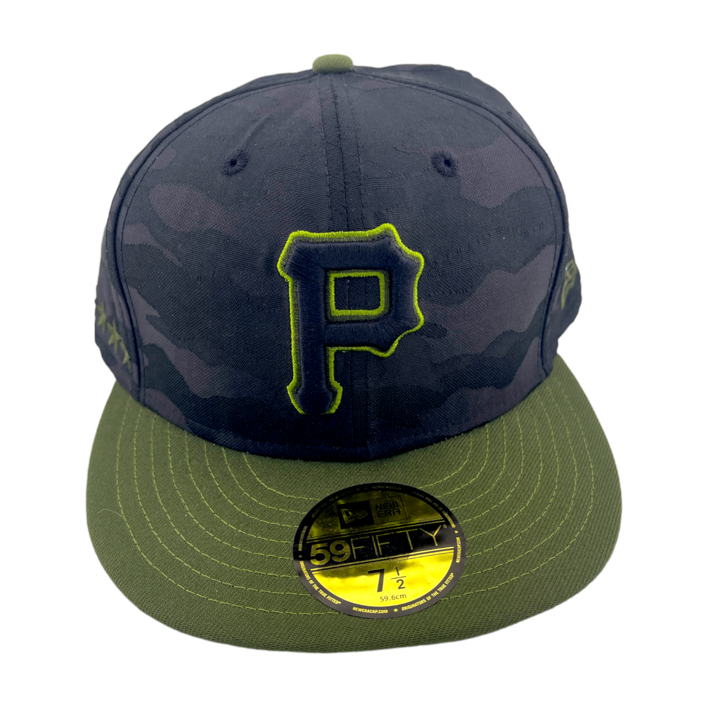 New Era Pittsburgh Pirates P Logo Alternate Black Camo/Olive 59FIFTY Fitted Hat Cap