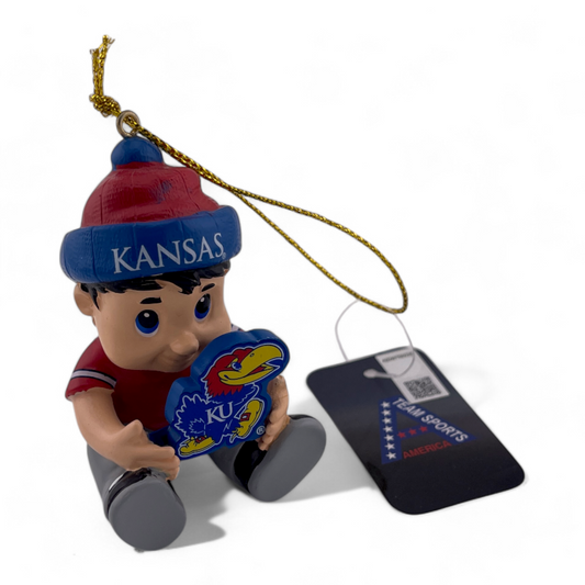 University of Kansas Jayhawks NCAA New Lil Fan Little Boy Christmas Ornament