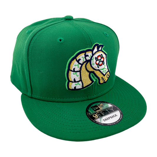 New Era Charlotte Knights Copa Caballeros Logo Green MiLB 9FIFTY Snapback Hat Cap