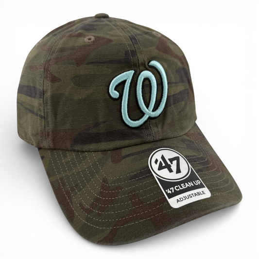 '47 Brand Washington Nationals MLB Woodland Camo Clean Up Adjustable Dad Hat Cap
