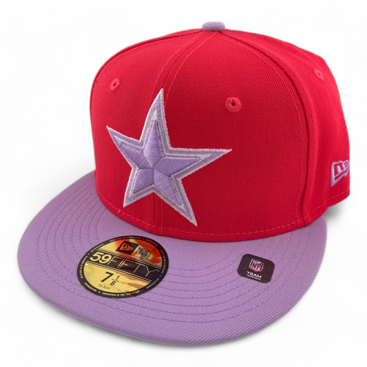 New Era Dallas Cowboys NFL Pink/Purple Solid Color Pack 59FIFTY Fitted Hat Cap