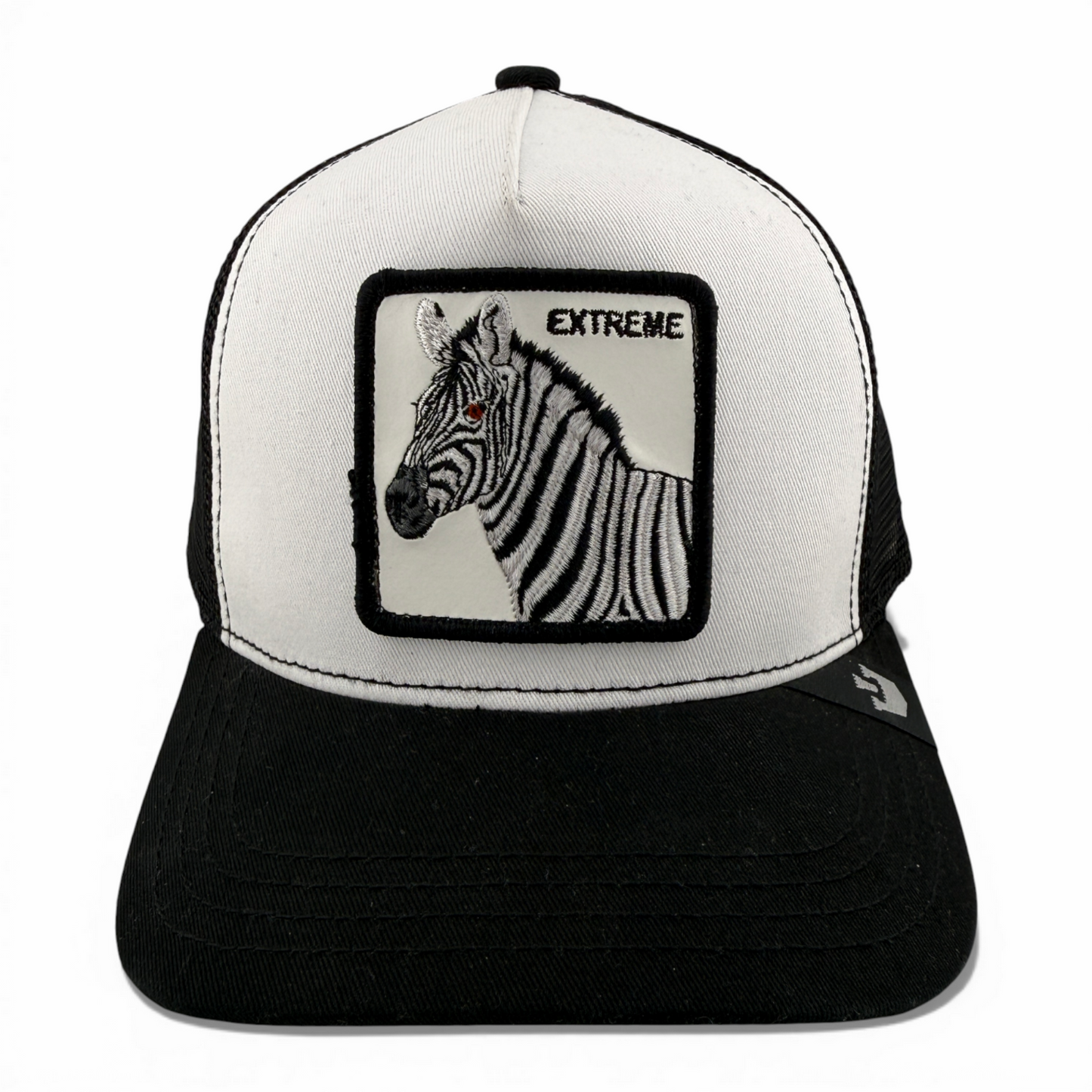 Goorin Bros Extreme Zebra The Farm White/Black Mesh Back Trucker Snapback Hat
