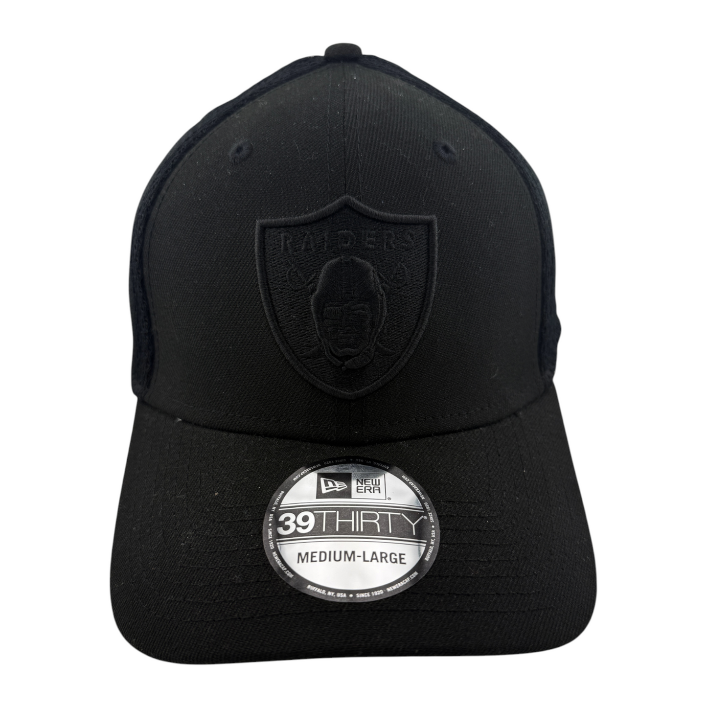 New Era Las Vegas Raiders NFL All Blacked Out Neo Mesh 39Thirty Flex Fit Hat Cap